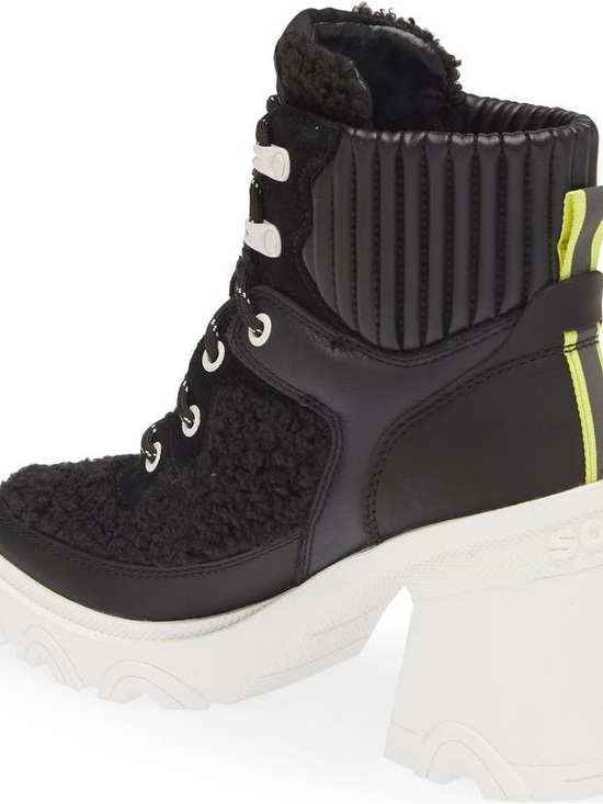 Sorel Shoes - Brex™ Leather & Faux Shearling Block Heel Lace-Up Bootie